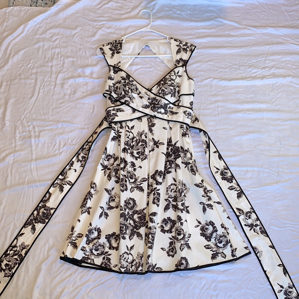 Jessica Simpson black and white floral fit & flare